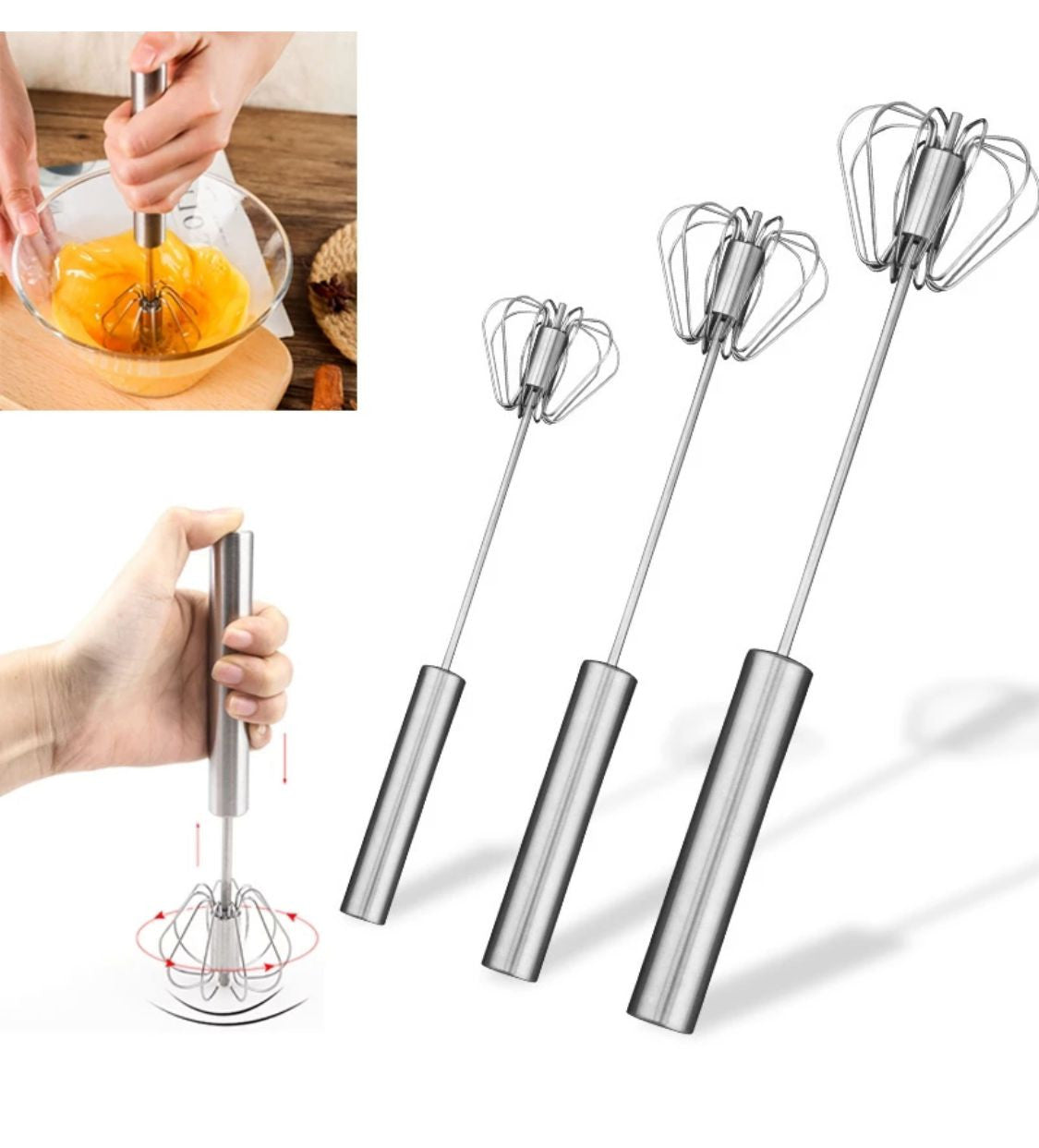 Batidor de huevos de acero inoxidable