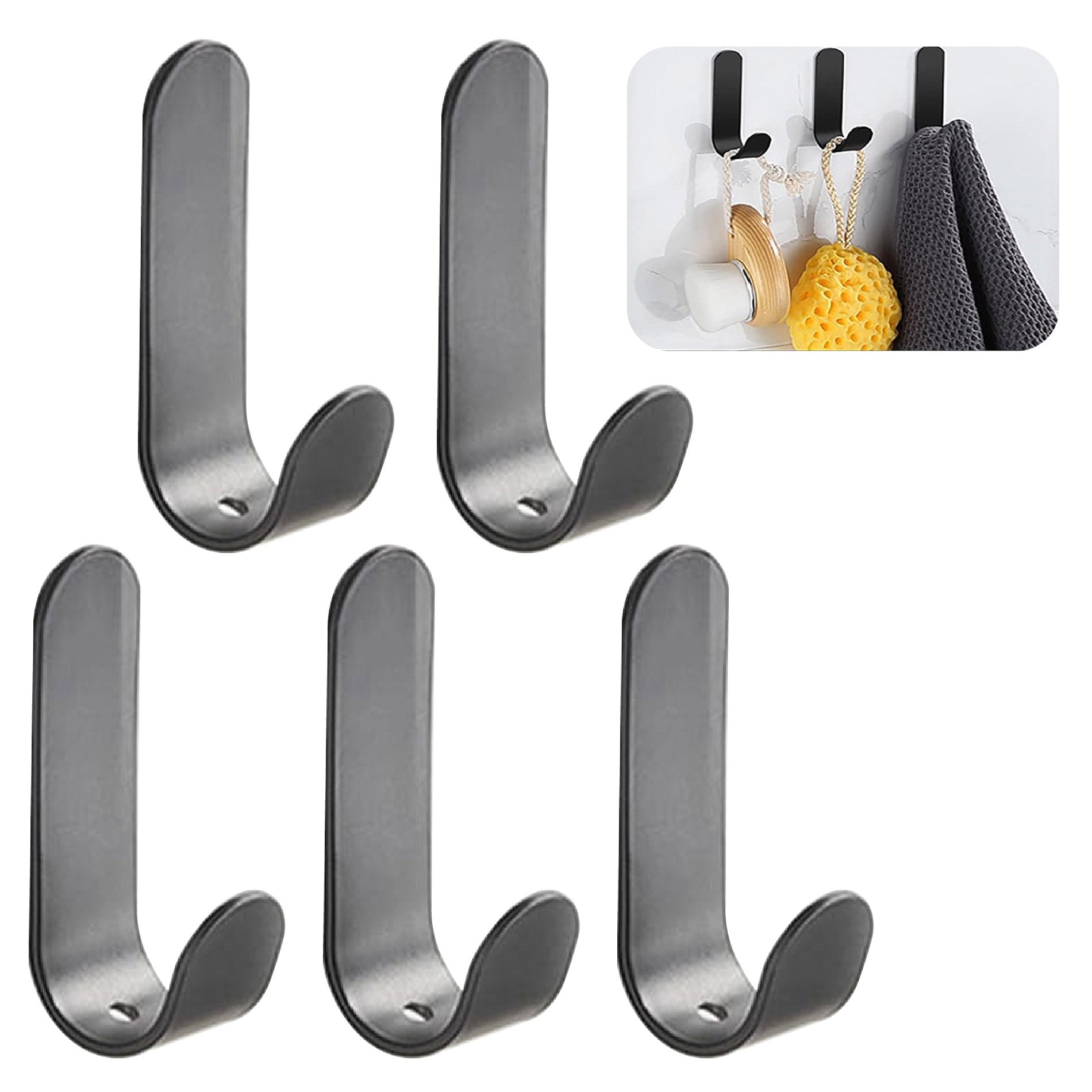 Set X5 Gancho Perchero Adhesivo Metalico