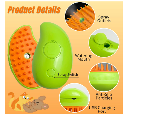 Cepillo a vapor para mascotas 3 en 1