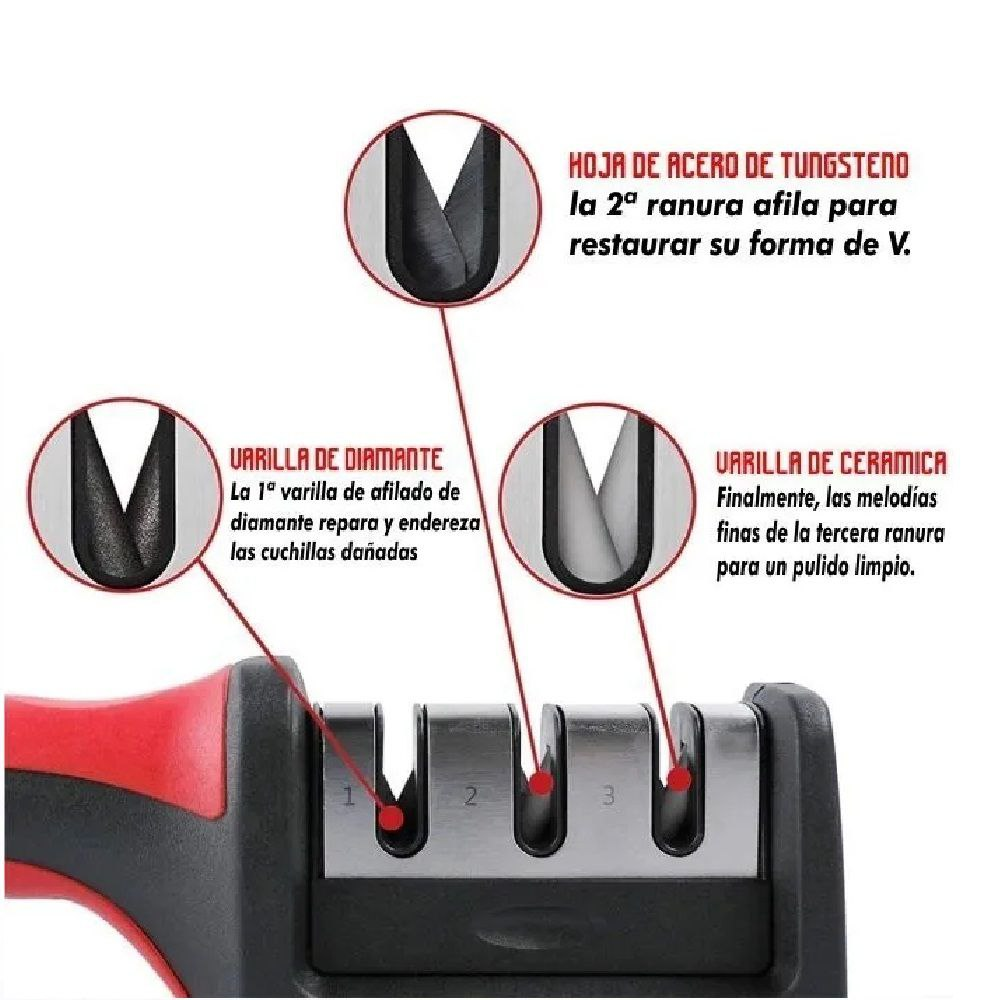 Afilador De Cuchillos Tijera Acero Mango